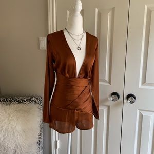NWT Misguided Bronze Romper